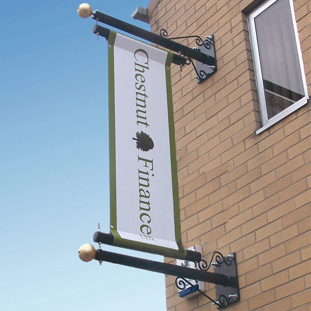 Custom wall mounted banner pole