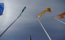 Flags flying in high winds