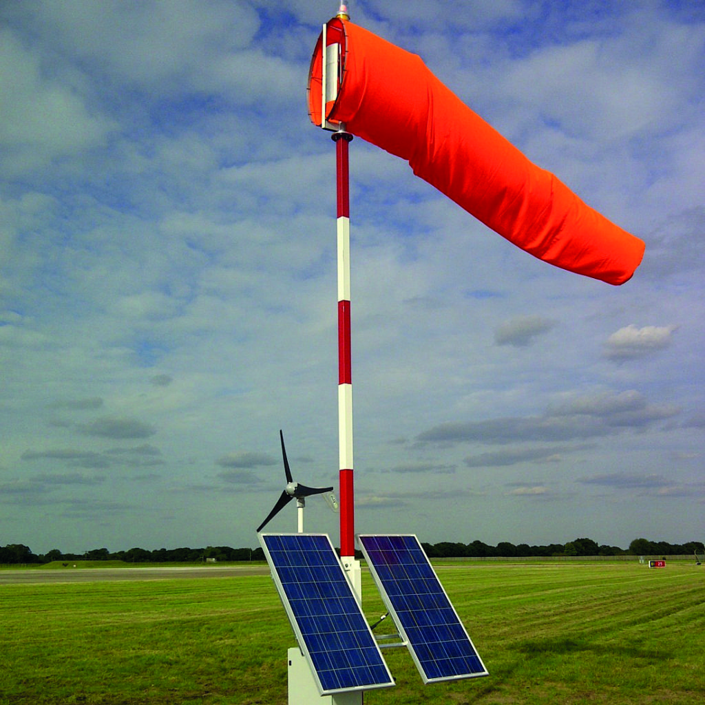 Windsock masts in aviation setting