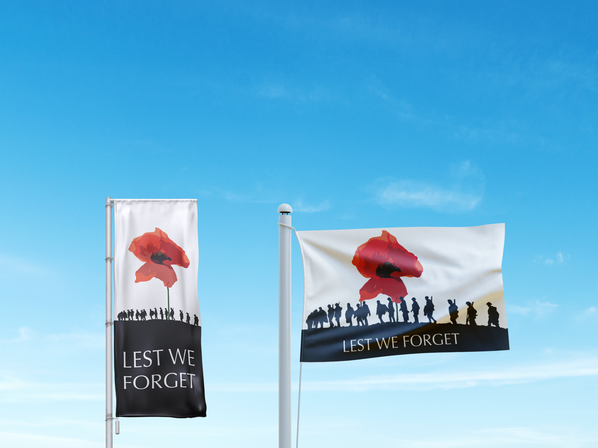 Lest We Forget Banner flag and flag