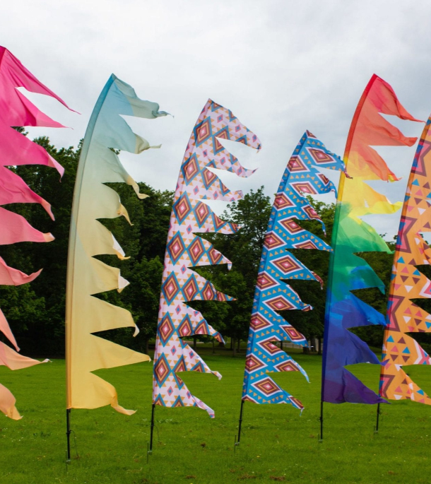 Festival flags in lots of colours perfect for your outdoor event