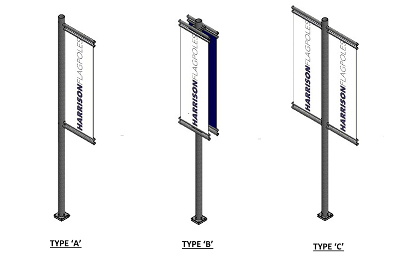 Types of ground mounted banner poles